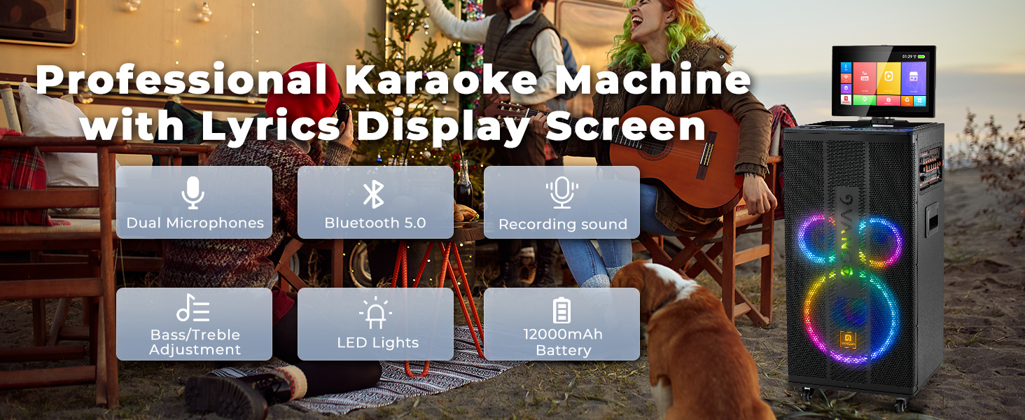 Karaoke Machine with Lyrics Display Screen, Vangoa