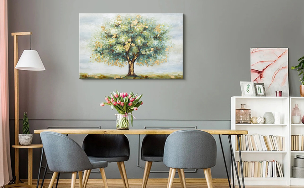 Canvas Wall Art Painting of Tree Abstract Tree Art Wall Decor with Handpainted
