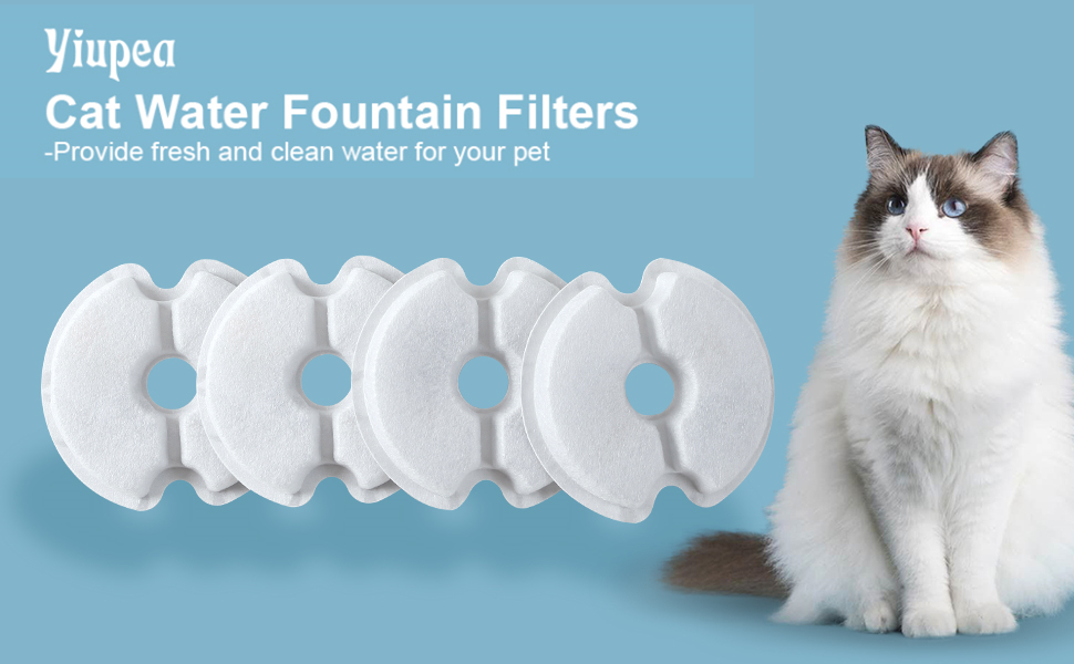 Cat Water Fountain Filters 4 Pack, Yiupea Pet Water Fountain