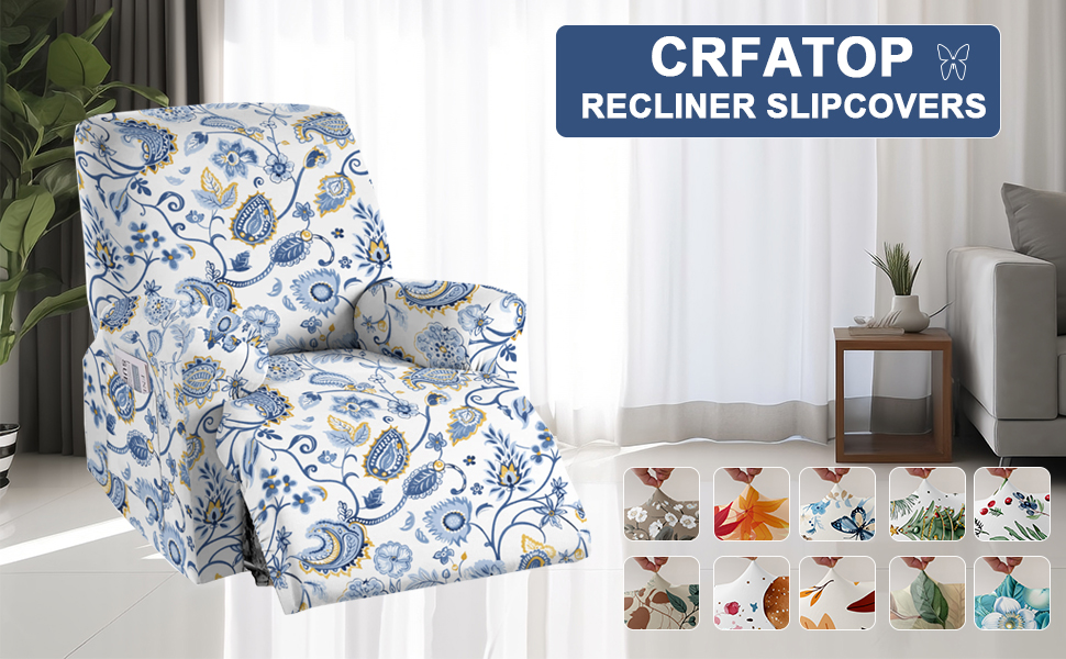 CRFATOP Printed Recliner Slipcover Stretch Reclining Chair