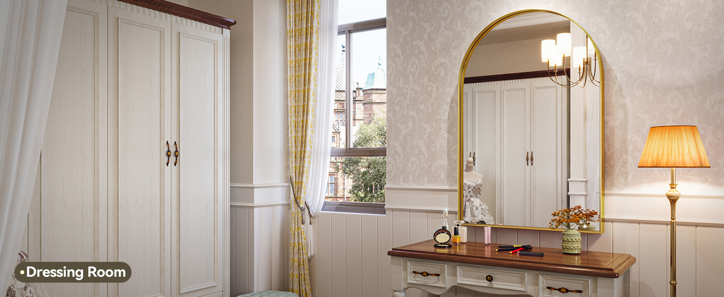 Brightify Arched Mirror, 30 x 40 Inch Gold Arch Mirror