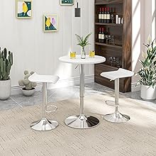 WOLTU Tavolino Da Bar Girevole Piano Rotondo Diametri 60 Cm Tavolo Da Cucina Bianco 18 BT02