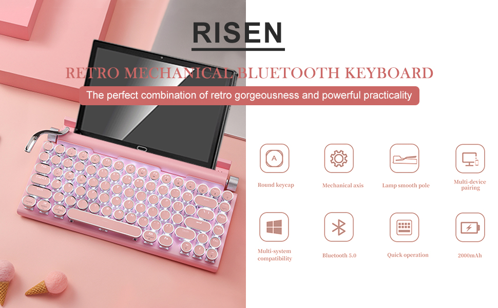 Risen タイプライター型 レトロ メカニカルキーボード LEDライト　黒 Amazon.co.jp: タイプライター型 レトロ メカニカルキーボード