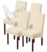 Genina 4 Pack Waterproof Dining Room Chair Covers Stretch Parsons Chair Slipcovers for Dining Roo...