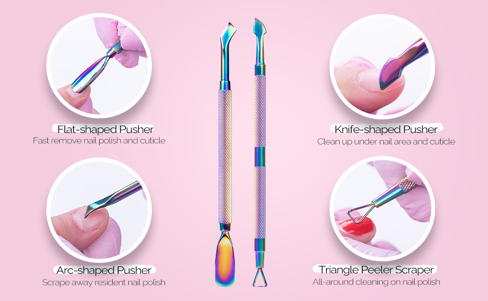 Acrylic Nail Cutter Fake Nail Trimmer with Mental Cuticle Pusher Remover Nail Scraper Peeler
