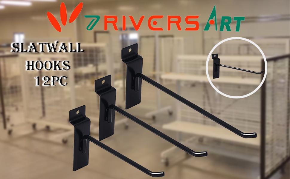 7RiversART 12 Pc Slatwall Hooks 8 Inch Slatwall Accessories