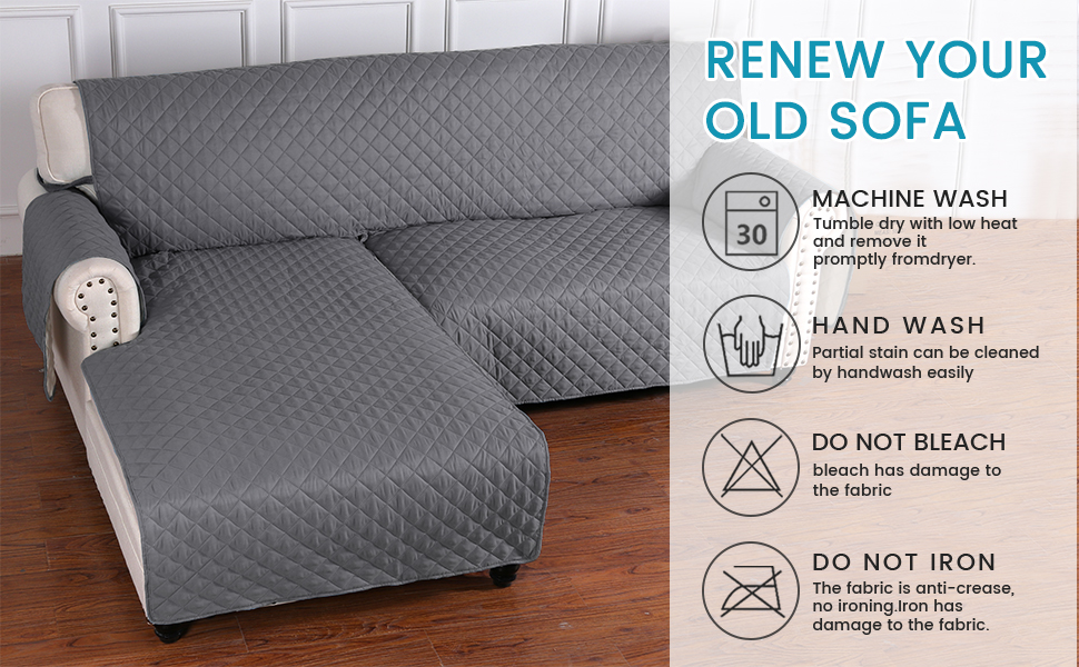 Sofa Cover Sectional Couch Cover Waterproof LShaped Reversible Couch