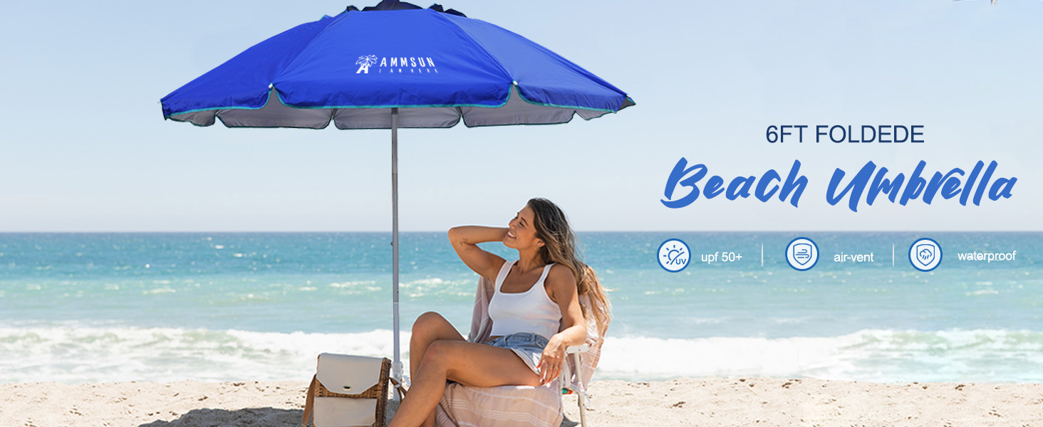 travel portable compact adjustable beach umbrella with sand anchor uv tilt vent Fits in Suitcase