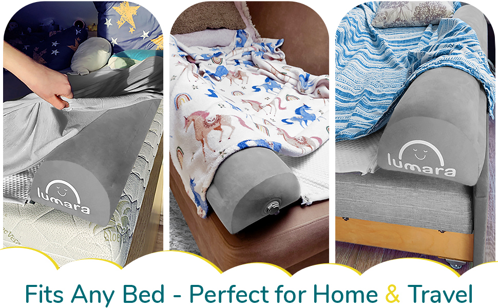 Inflatable Bed Rail for Toddlers 2 Pack - Portable Travel Bed Bumpers for Kids