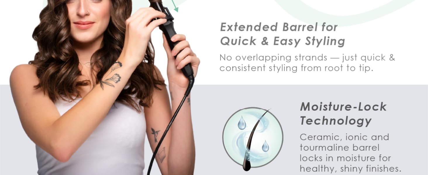 arge barrel curling wand, thick curling wand, big barrel curling wand, curl pro