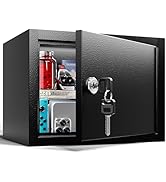 Grimtron Lock Box - (0.22 cu. ft.) Mini Safe with Key Lock for Kids, Medicine Lock Box for Grandm...