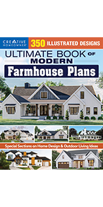 Farmhouse-style homes, text, Ultimate Book of Modern Farmhouse Plans