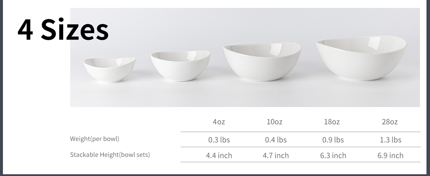 Sweese 5 Inch Porcelain Small 10 oz Bowls Set of 6, for
