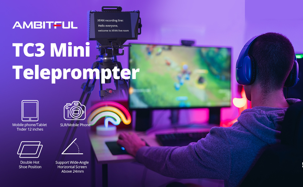 AMBITFUL Teleprompter for 12 inch iPad Portable Inscriber