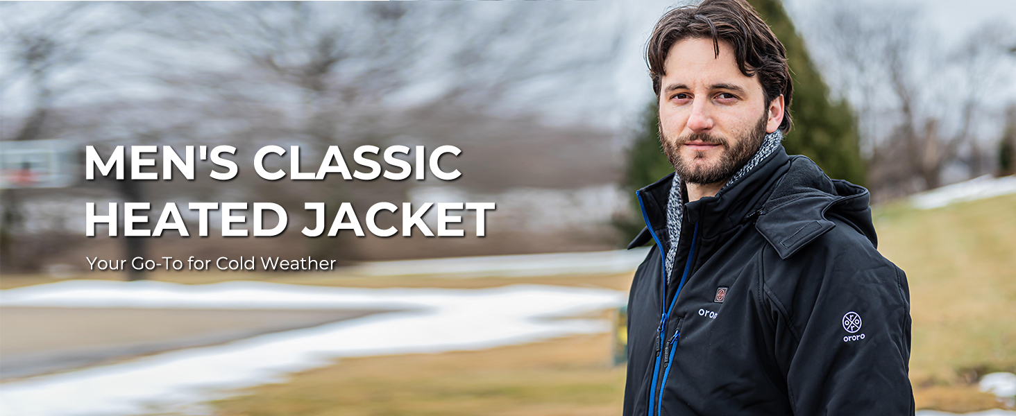 ORORO Men's Soft Shell Heated Jacket with Detachable Hood and Battery Pack at Amazon Men’s