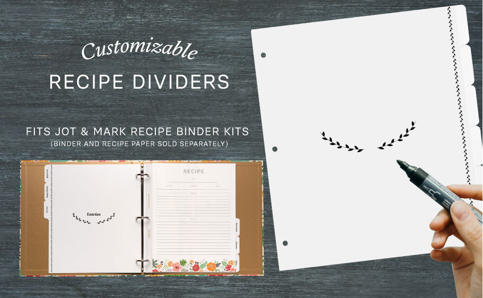 Jot & Mark Recipe Binder Tab Dividers with Blank Labels