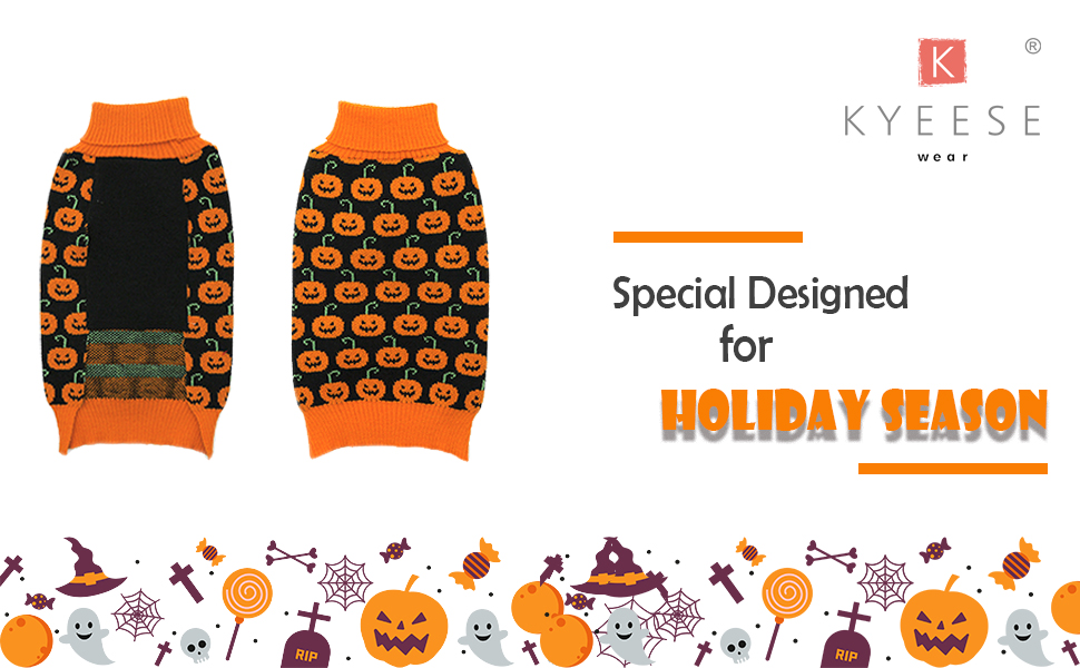 KYEESE Dog Sweaters Halloween with Leash Hole Dog