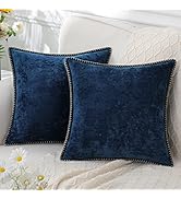decorUhome Chenille Soft Throw Pillow Covers 18x18 Set of 2, Farmhouse Velvet Pillow Covers, Deco...