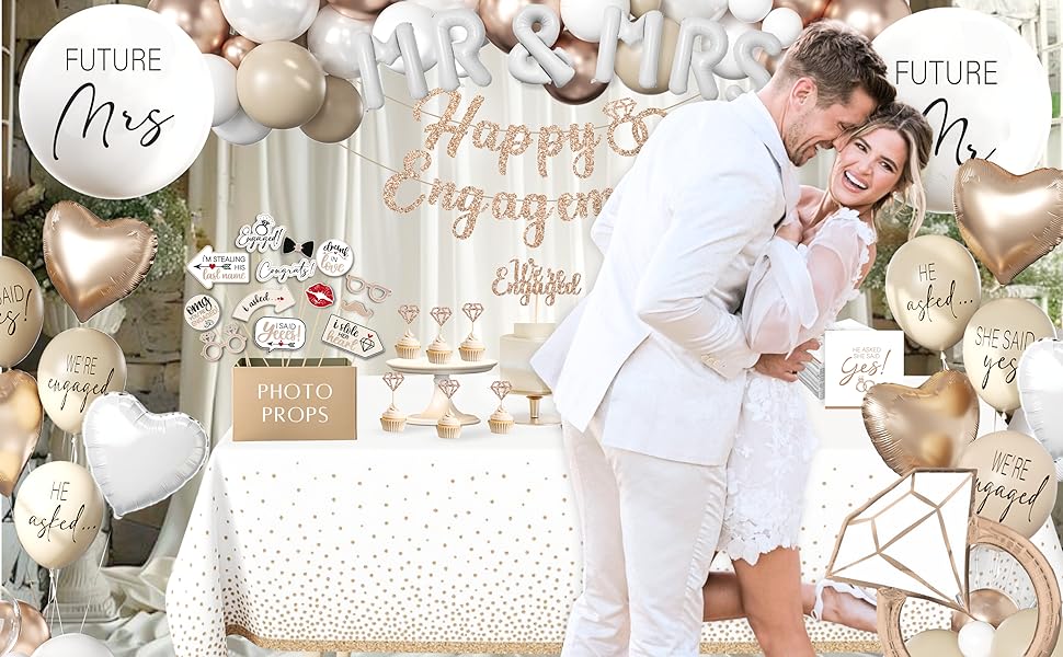 Beige Engagement Party Decorations Kit