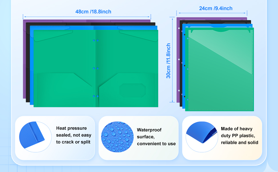Henoyso 36 Pack 2 Pocket Folders with Clear Front Pocket 3