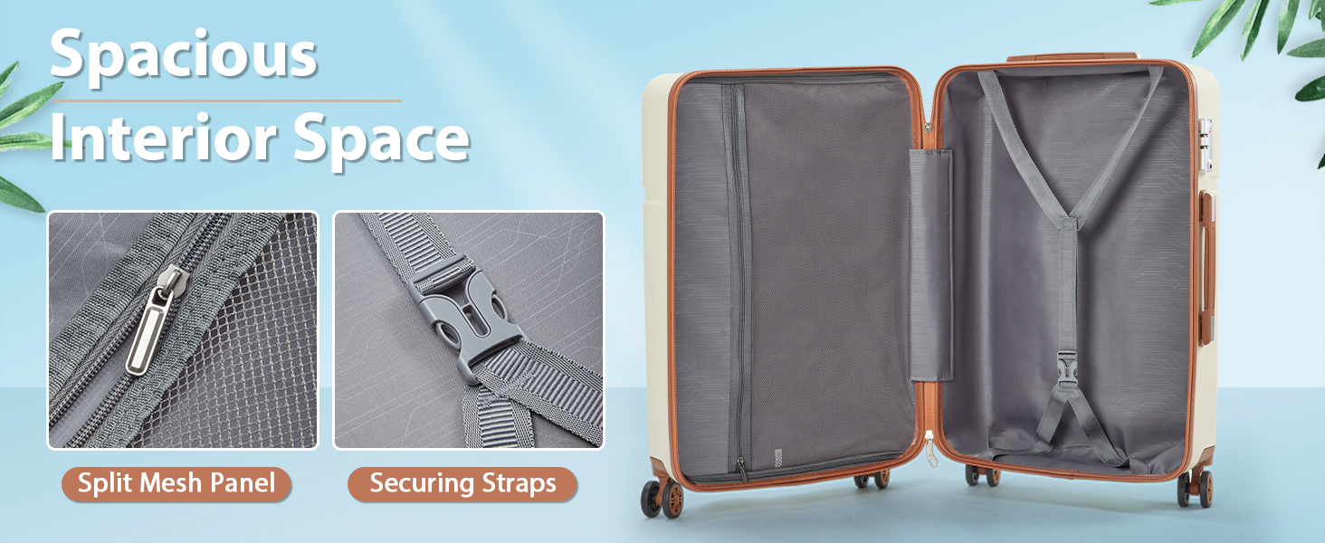 Cosbarn Luggage Sets 5 Piece Suitcases with Wheels, Suitcase Set ABS Hard Case Luggage with TSA