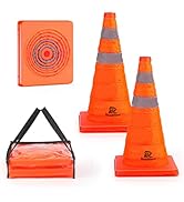 RoadHero 18 Inch 2 Pack Collapsible Traffic Safety Cones, Multi Purpose Pop-up Cones with Reflect...