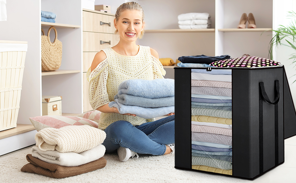 Fixwal Blanket Storage Bags with Zipper Large Storage Bins