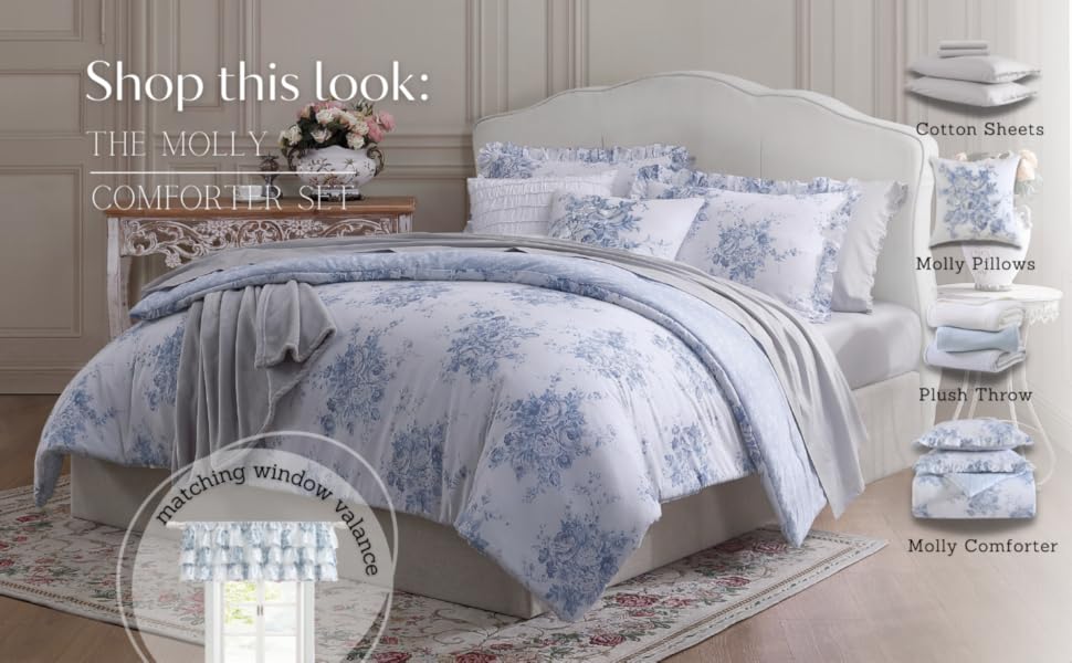 Shabby Chic Twin Comforter Set, Reversible Cotton Bedding