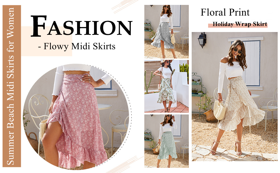 Chiffon Flowy Midi Skirts 