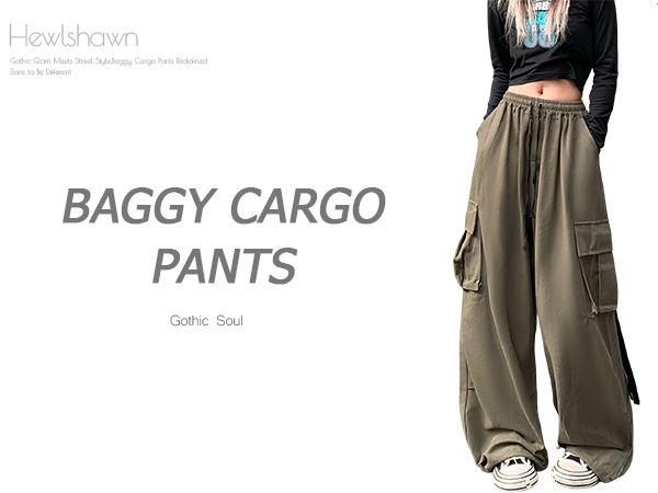 Women's Pants Y2k Cargo Gothic Baggy High Waisted Trousers