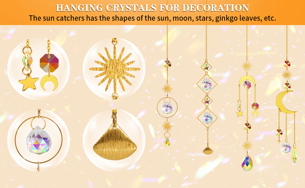 Sun Catchers Indoor Window 4Pcs Colorful Crystal Suncatchers with 4Pcs PVC Suction
