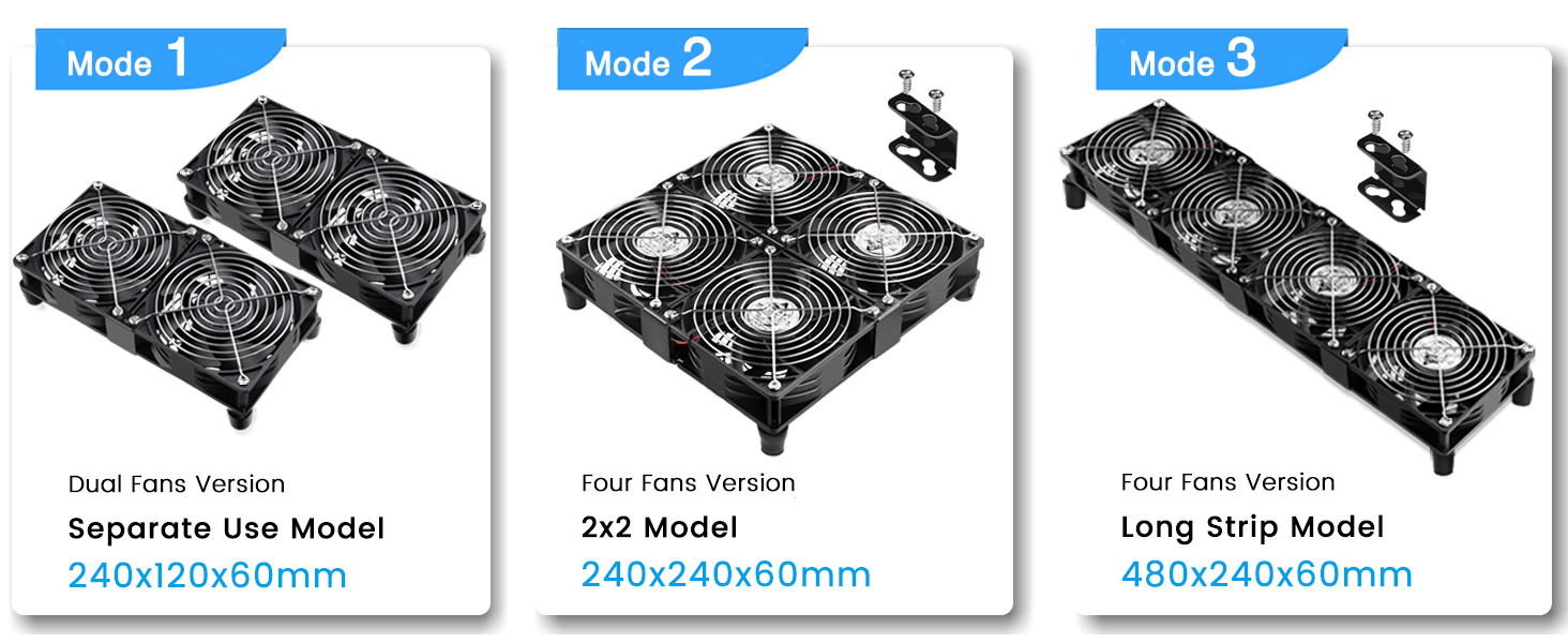 GDSTIME 4x 120mm computer fan with ac plug 110v 220v variable speed control fan