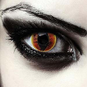 Fiery colored cat eye contacts non prescription lenses without power the witcher saurons eye cosplay