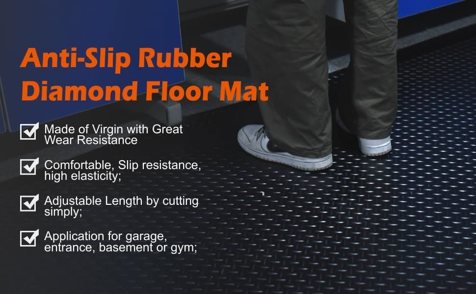 Anti Slip Comfortable Rubber Floor Mats for Cars, Garage