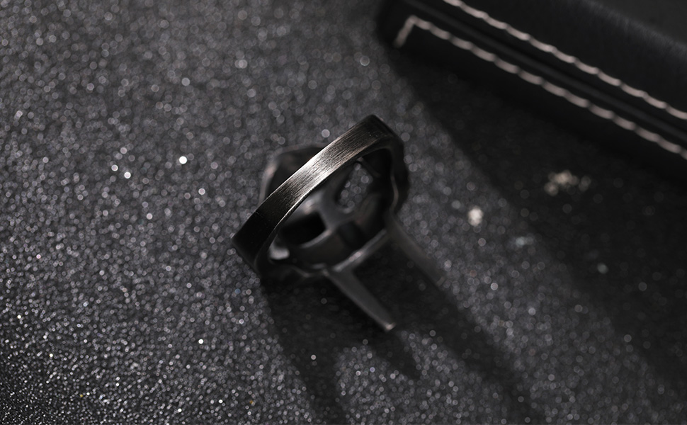 DOOM Mask Ring for Men Gladiator Style Black Titanium