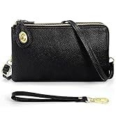 YALUXE RFID Blocking Women's Wristlet Purse Genuine Leather Small Clutch with Two Zipper Pockets,...