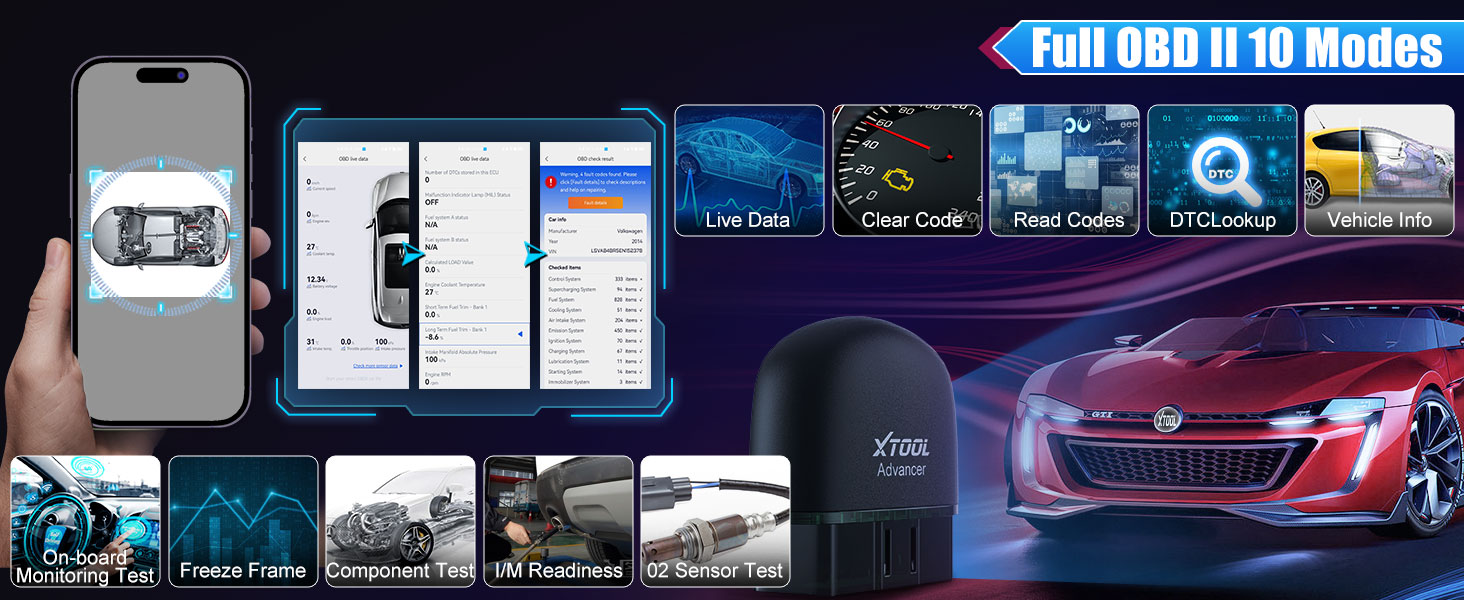 XTOOL AD20 Pro Wireless OBD2 Scanner for iPhone & Android