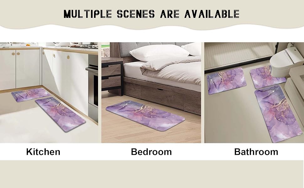 Lnond Bathroom Mats Rugs Sets 3 Piece,Large Rubber Non Slip