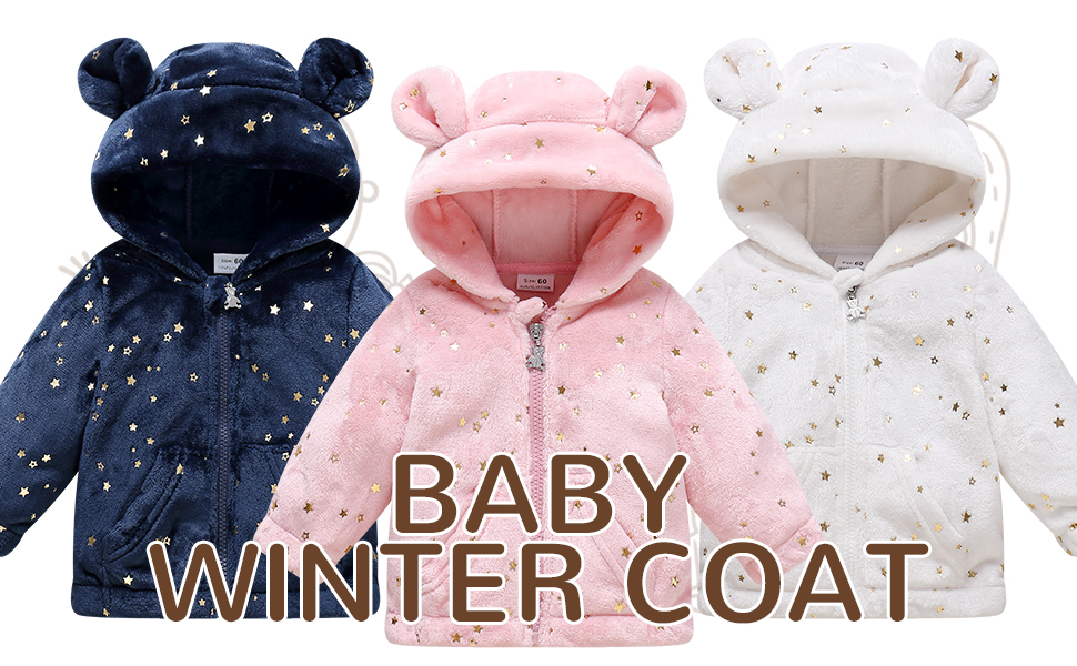 Newborn Girl Winter Fleece Coat Baby Warm Puffer Jacket Infant 0-6 Month Clothes