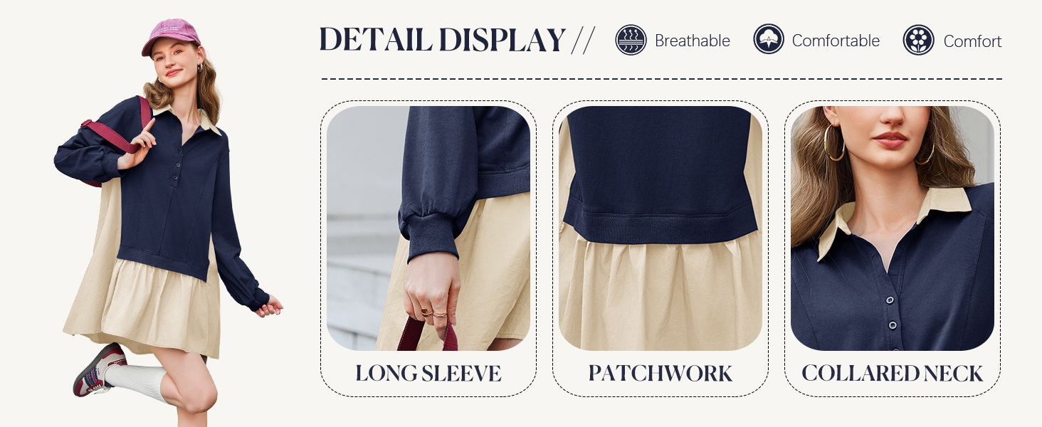 Fisoew Womens Oversized Sweatshirt Dress