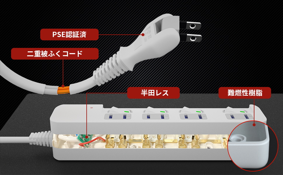 Amazon.co.jp: SAYBOUR 電源タップ 雷ガード 個別スイッチ 節電