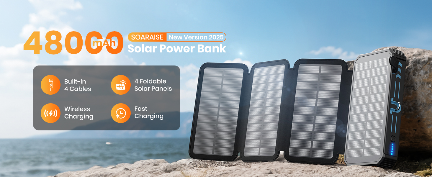 48000mAh solar power bank