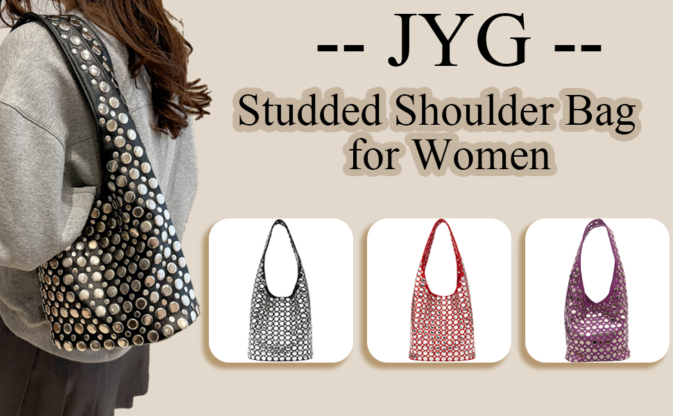 Women's Studded Y2k Hobo Bag 90s Punk Crescent Shoulder