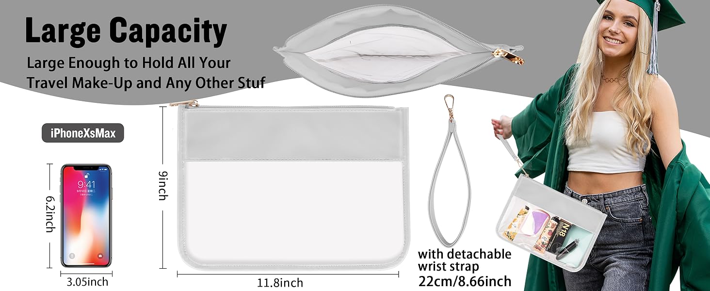 Iqimott Clear Zipper Pouch, DIY Clear Makeup Bag Cosmetic Purse for Women Girls