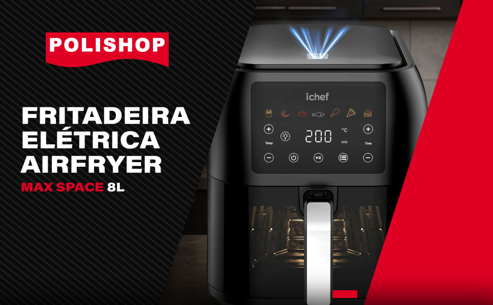 POLISHOP Fritadeira elétrica Airfryer Max Space 8L