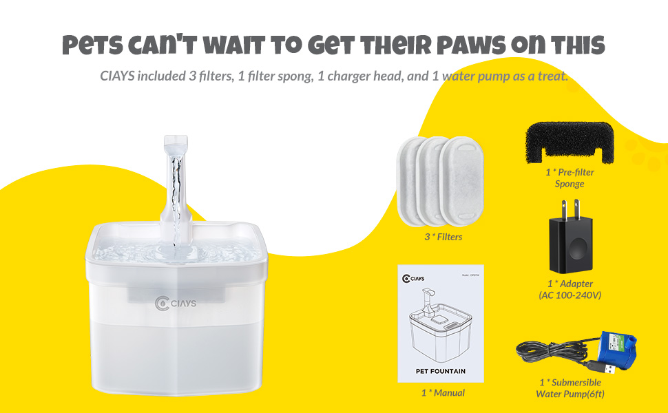 Ciays Automatic Cat Water Fountain, Pet Fountain Dog Water Dispenser