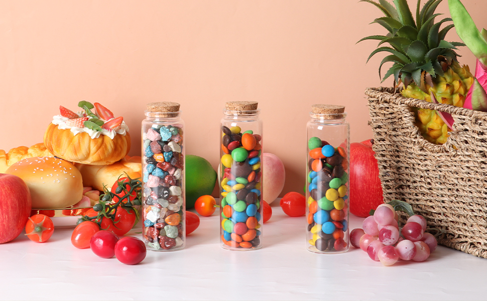 Miukada Small Glass Jars with Cork Lids 200 ml, Glass Vials