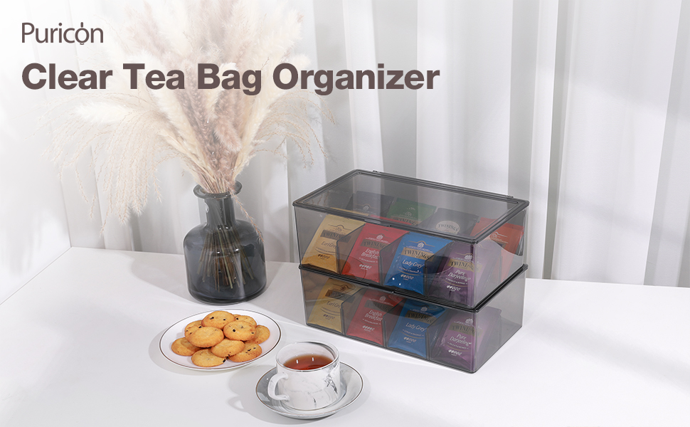 2 Pack Puricon Tea Bag Organizer Clear Acrylic Tea Storage