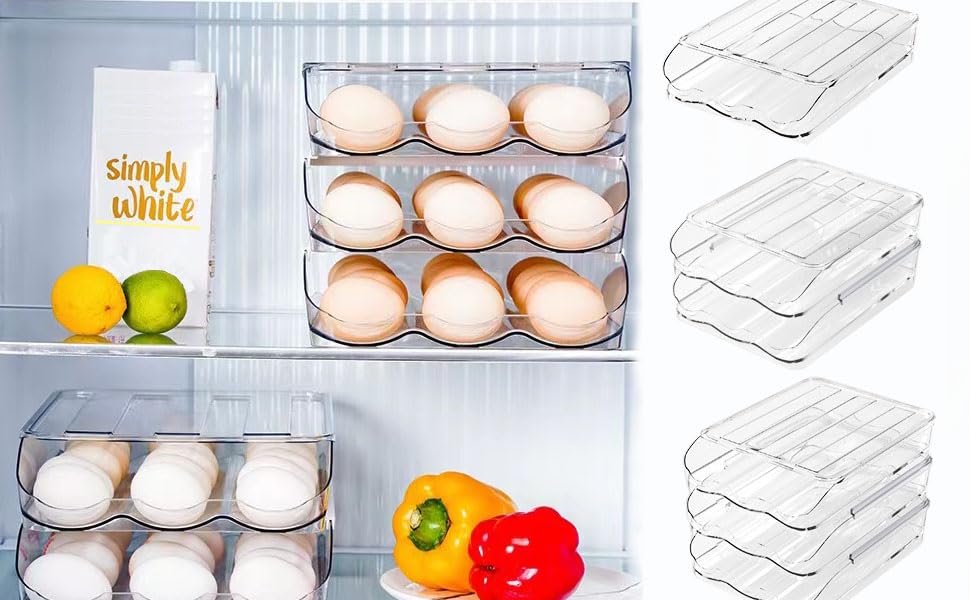 Egg Storage for Fridge,Egg Holder For Refrigerator, Rolling Egg