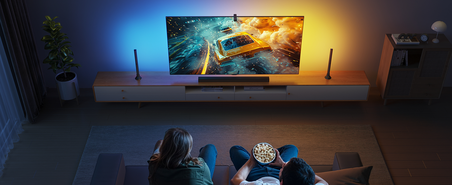 Govee TV Backlight 3 Lite Kit, 11.8ft RGBICW Wi-Fi TV LED Strip Light with Camera and 15 Inches Smart Light Bars with Double Light Beads, LED Lights for 55-65in TVs - Works with Alexa & Google Home 16 H605A-Movie